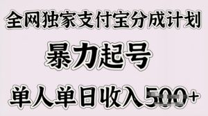 全网独家支付宝分成计划，暴力起号，单人单日收入多张--皓收集 | 网创宝典