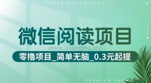 微信阅读项目_零撸项目+简单无脑+0.3元起提(六大平台合集汇总)--皓收集 | 网创宝典