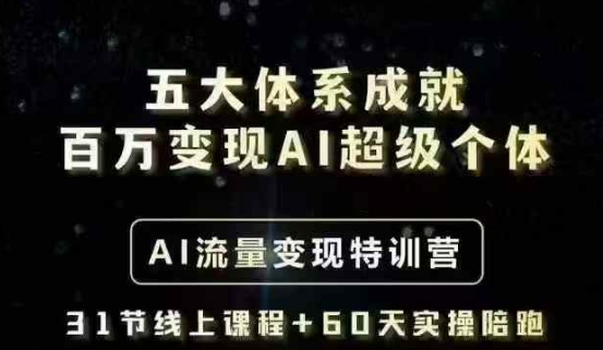 五大体系成就百万变现AI超级个体- AI流量变现特训营，一步一步教你一个人怎么年入百W-皓收集 | 网创宝典