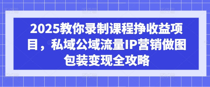 2025教你录制课程挣收益项目，私域公域流量IP营销做图包装变现全攻略-皓收集 | 网创宝典