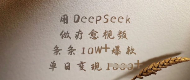 用DeepSeek做疗愈视频，条条10W+爆款，单日变现多张-皓收集 | 网创宝典