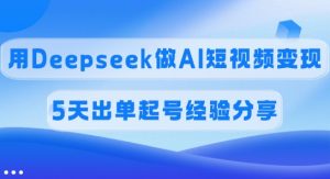 佣金45%，用Deepseek做AI短视频变现，5天出单起号经验分享--皓收集 | 网创宝典