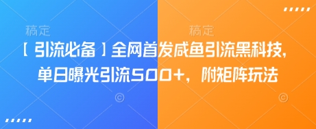 【引流必备】全网首发咸鱼引流黑科技，单日曝光引流500+，附矩阵玩法【揭秘】-皓收集 | 网创宝典