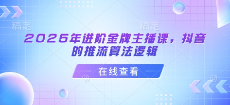 2025年进阶金牌主播课，抖音的推流算法逻辑-皓收集 | 网创宝典