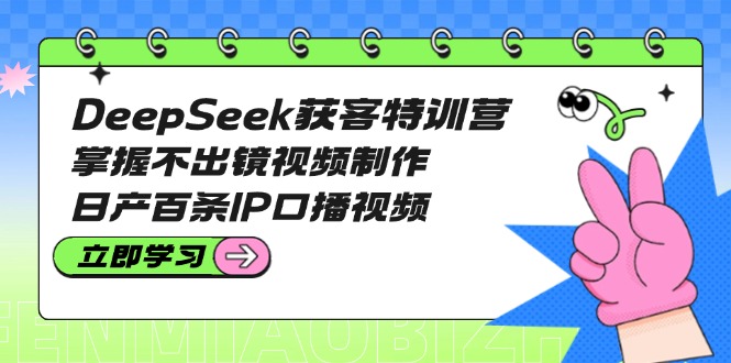 DeepSeek获客特训营：掌握不出镜视频制作，日产百条IP口播视频-皓收集 | 网创宝典