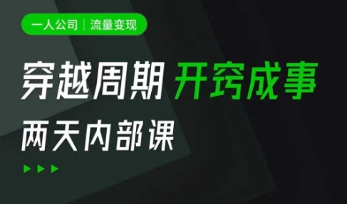 一人公司：流量变现课，一人公司的方法模型拆解， 拆解富人思维，流量思维，小老板思维等-皓收集 | 网创宝典