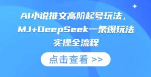 AI小说推文高阶起号玩法，MJ+DeepSeek一条爆玩法实操全流程--皓收集 | 网创宝典