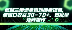 最新三角洲全自动撸金项目，单窗口收益30-70+，可批量矩阵操作--皓收集 | 网创宝典