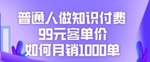 普通人做知识付费，99元客单价如何月销1000单--皓收集 | 网创宝典