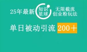 25年最新知识星球无限截流创业粉玩法，单日被动引流创业粉200+--皓收集 | 网创宝典