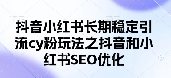 抖音小红书长期稳定引流cy粉玩法之抖音和小红书SEO优化-皓收集 | 网创宝典