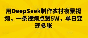用DeepSeek制作农村夜景视频，一条视频点赞5W，单日变现多张--皓收集 | 网创宝典