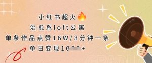 小红书超火的治愈系loft公寓，单条作品点赞16W，3分钟一条，单日变现数张--皓收集 | 网创宝典