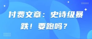 付费文章：史诗级暴跌！要跑吗？--皓收集 | 网创宝典