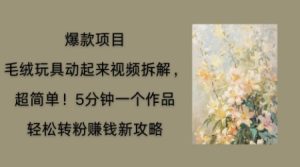 毛绒玩具动起来项目拆解，三四分钟一个作品，轻松转粉挣钱新玩法--皓收集 | 网创宝典