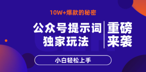 公众号提示词玩法，10W+爆文最简单快速的方法，小白轻松上手--皓收集 | 网创宝典