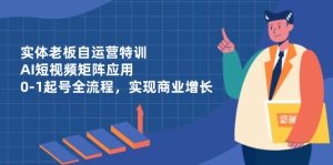 实体老板自运营特训，AI短视频矩阵应用，0-1起号全流程，实现商业增长--皓收集 | 网创宝典