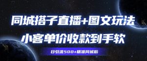 同城搭子图文+直播玩法拆解，小客单价收款到手软，引流500+精准同城粉--皓收集 | 网创宝典
