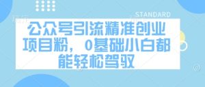 公众号引流精准创业项目粉，0基础小白都能轻松驾驭--皓收集 | 网创宝典