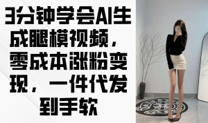 3分钟学会AI生成腿模视频，零成本涨粉变现，一件代发到手软--皓收集 | 网创宝典