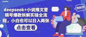 deepseek+小说推文营销号爆款拆解实操全流程，小白也可以日入两张--皓收集 | 网创宝典