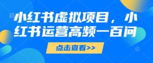 小红书虚拟项目，小红书运营高频一百问【文档】--皓收集 | 网创宝典