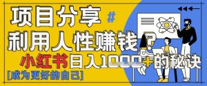 小红书日入1k+？揭秘人性洞察力，小白3分钟上手，点赞爆棚！--皓收集 | 网创宝典