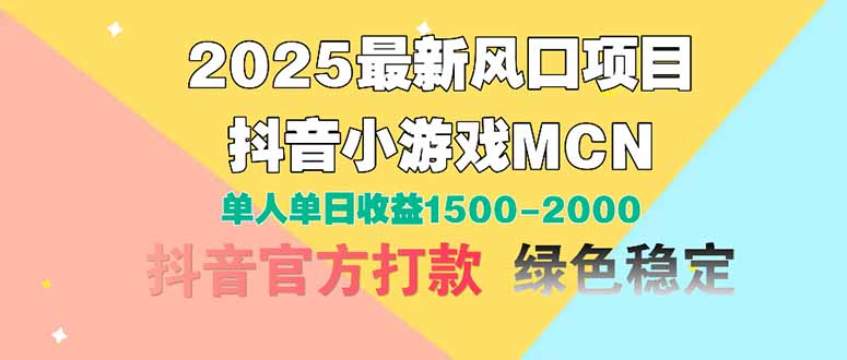 2025最新风口项目 抖音小游戏MCN 单人单日收益1500-2000+--皓收集 | 网创宝典