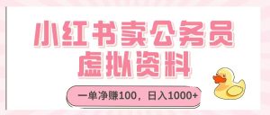 小红书卖公务员虚拟资料，一单净赚100，日入1000+--皓收集 | 网创宝典