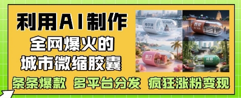 利用AI制作全网爆火的城市微缩胶囊，条条爆款， 多平台分发，疯狂涨粉变现--皓收集 | 网创宝典