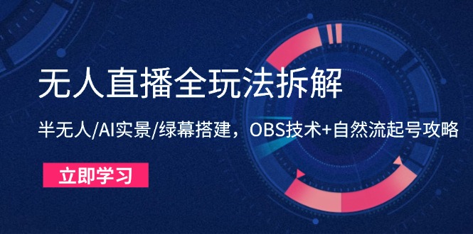 无人直播全玩法拆解：半无人/AI实景/绿幕搭建，OBS技术+自然流起号攻略--皓收集 | 网创宝典