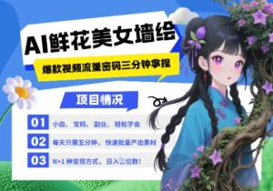 AI+墙绘+美女+鲜花，2025最火流量密码，小白三分钟学会，N种变现渠道，月入五位数--皓收集 | 网创宝典