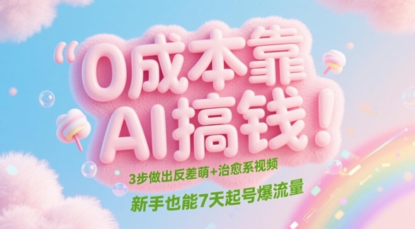0成本靠AI搞钱！3步做出反差萌+治愈系视频，新手也能7天起号爆流量--皓收集 | 网创宝典