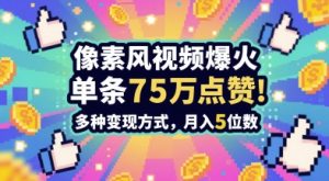 3分钟做出孤独感拉满的素风插画视频，单条点赞75W，谁发谁火系列，多种变现方式，月入5位数--皓收集 | 网创宝典