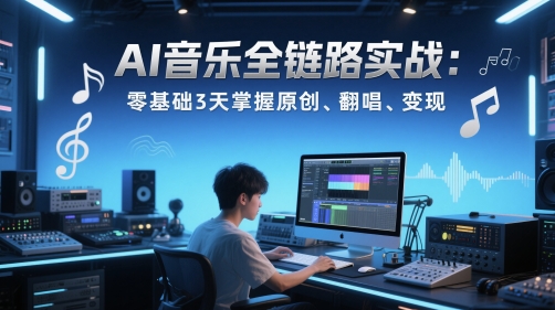 AI音乐全链路实战变现课：零基础3天掌握原创、翻唱、变现--皓收集 | 网创宝典