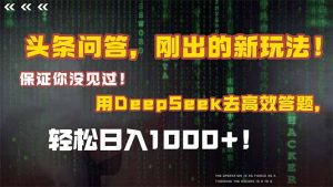 头条问答，刚出的新玩法！保证你没见过！结合Deepseek高效答题，轻松日…--皓收集 | 网创宝典