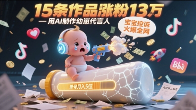 用AI制作幼崽代言人，宝宝的控诉火爆全网，15条作品涨粉13W，单号月入5位数实操教程--皓收集 | 网创宝典