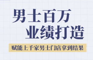 2025男士美业百万业绩打造，赋能上千家男士门店拿到结果--皓收集 | 网创宝典