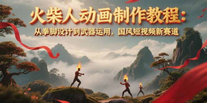 火柴人动画制作教程：从拳脚设计到武器运用，国风短视频新赛道--皓收集 | 网创宝典