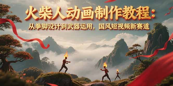 火柴人动画制作教程：从拳脚设计到武器运用，国风短视频新赛道--皓收集 | 网创宝典