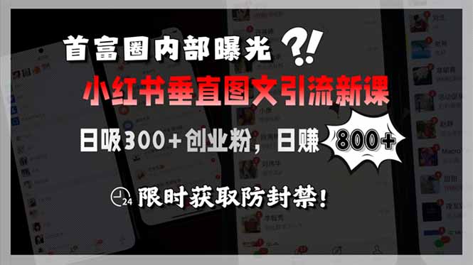 首富圈内部曝光小红书垂直图文引流新课，日吸300+创业粉，日赚800+，限…--皓收集 | 网创宝典