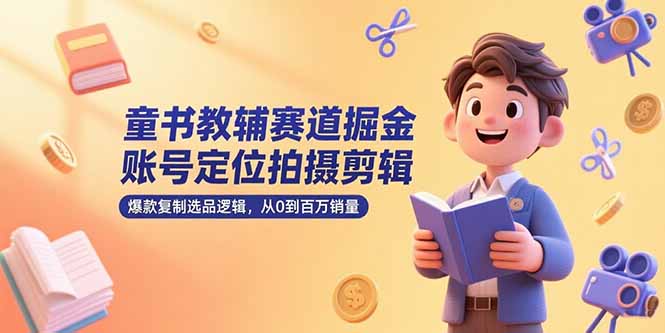 童书教辅赛道掘金，账号定位拍摄剪辑，爆款复制选品逻辑，从0到百万销量--皓收集 | 网创宝典