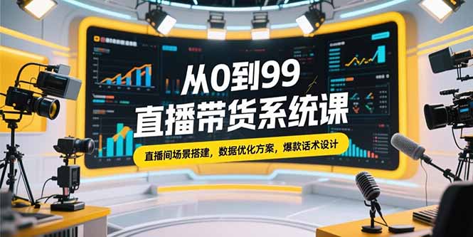 从0到99直播带货系统课，直播间场景搭建，数据优化方案，爆款话术设计--皓收集 | 网创宝典