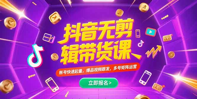 抖音不剪辑带货课，账号快速起量，爆品视频跟发，多号矩阵运营--皓收集 | 网创宝典