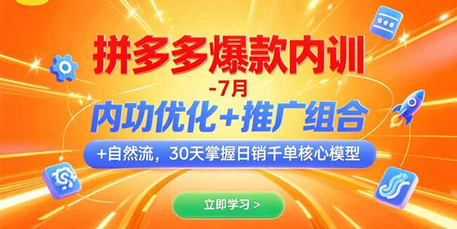 拼多多爆款内训-7月 内功优化+推广组合+自然流 30天掌握日销千单核心模型--皓收集 | 网创宝典