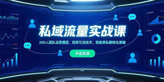 私域流量实战课，200人团队运营模型，矩阵引流技术，高客单私聊转化策略--皓收集 | 网创宝典
