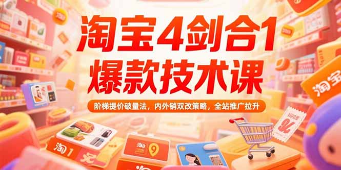 淘宝4剑合1爆款技术课73期：阶梯提价破量法，内外销双改策略 全站推广拉升--皓收集 | 网创宝典