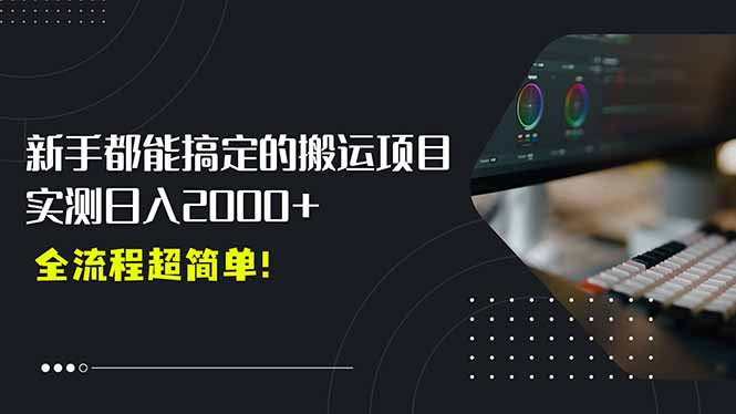 平台主动扶持的新风口，0基础轻松起号，搬运剪辑日入2000+！--皓收集 | 网创宝典