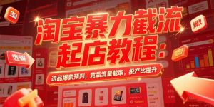 淘宝暴力截流起店教程：选品爆款预判，竞品流量截取，投产比提升--皓收集 | 网创宝典