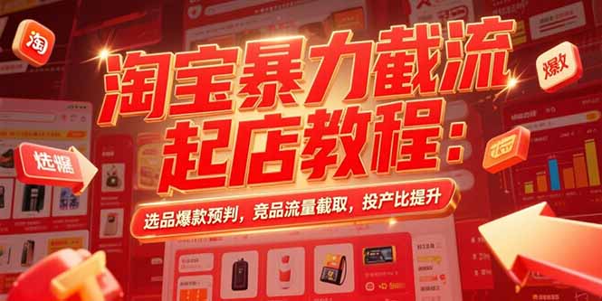 淘宝暴力截流起店教程：选品爆款预判，竞品流量截取，投产比提升--皓收集 | 网创宝典